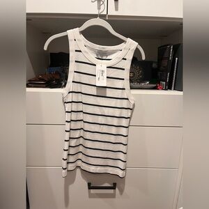 Michael Stars white/black stripe boatneck tank